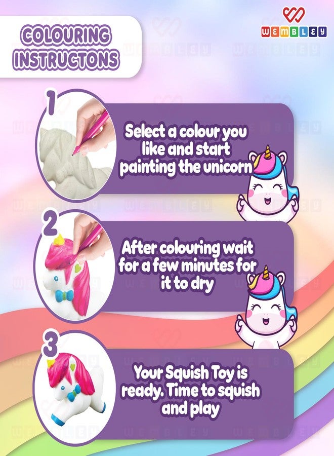 ويمبلي مجموعة ويمبلي يونيكورن إسفنجية ثلاثية الأبعاد للفنون والحرف اليدوية | مجموعة رسم قابلة للغسل | مجموعة تشكيل مع 3 يونيكورن إسفنجية و6 أقلام تلوين | مجموعة فنية متعددة الألوان وغير سامة للأطفال من عمر 3 سنوات فما فوق | هدية للأولاد والبنات - Image 3